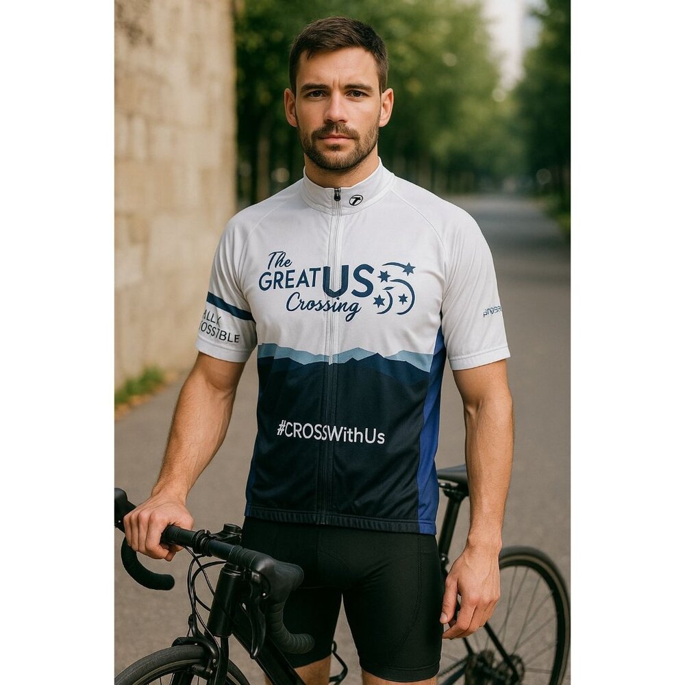 Body Torque Mens Classic Cut Cycling Jersey Size M White/Blue Athletisure